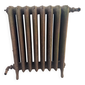Antique pedestal radiator with eight flowered cast iron blades, 20th century