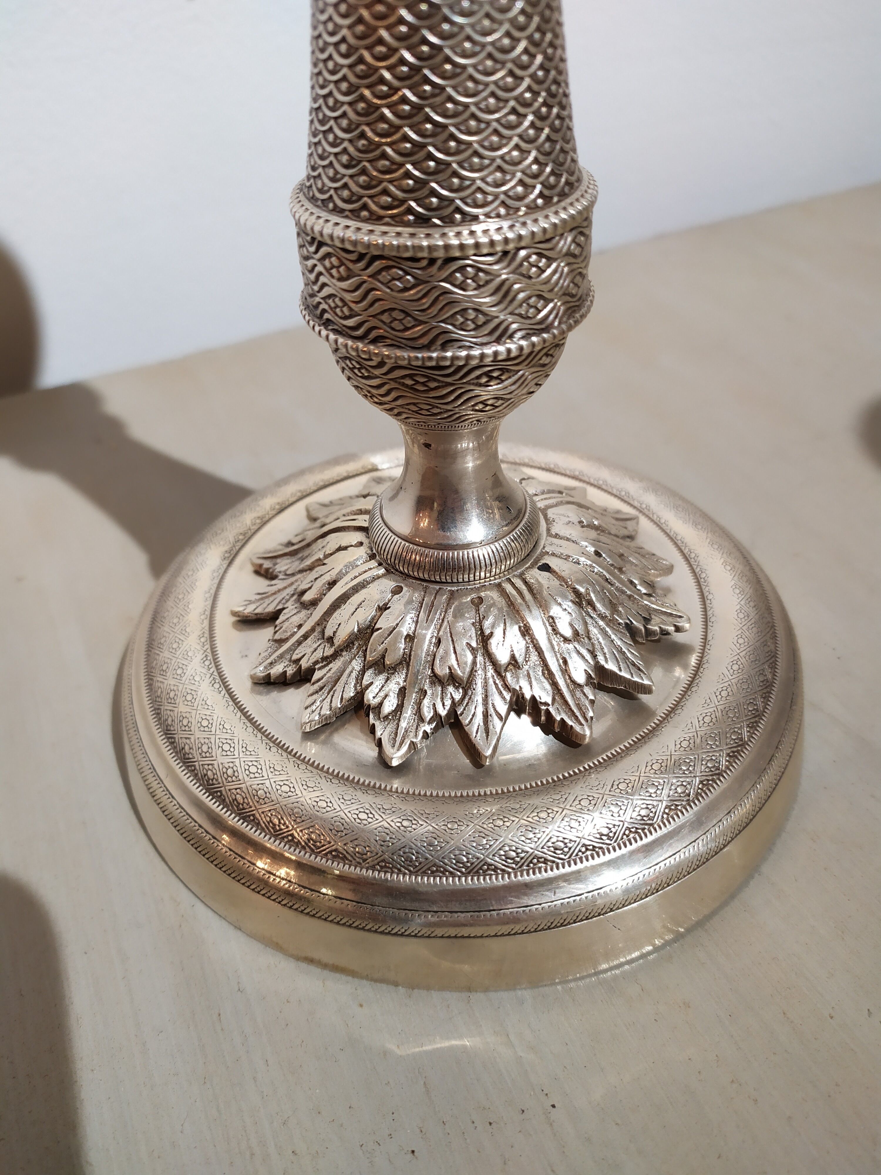 Pair of silver bronze torches