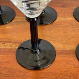 6 black stemmed glasses