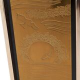 Gold plated desk lamp and brass print
