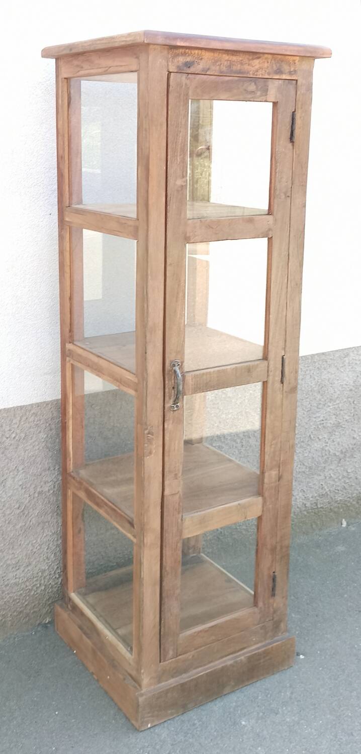 Tall display case in old wood