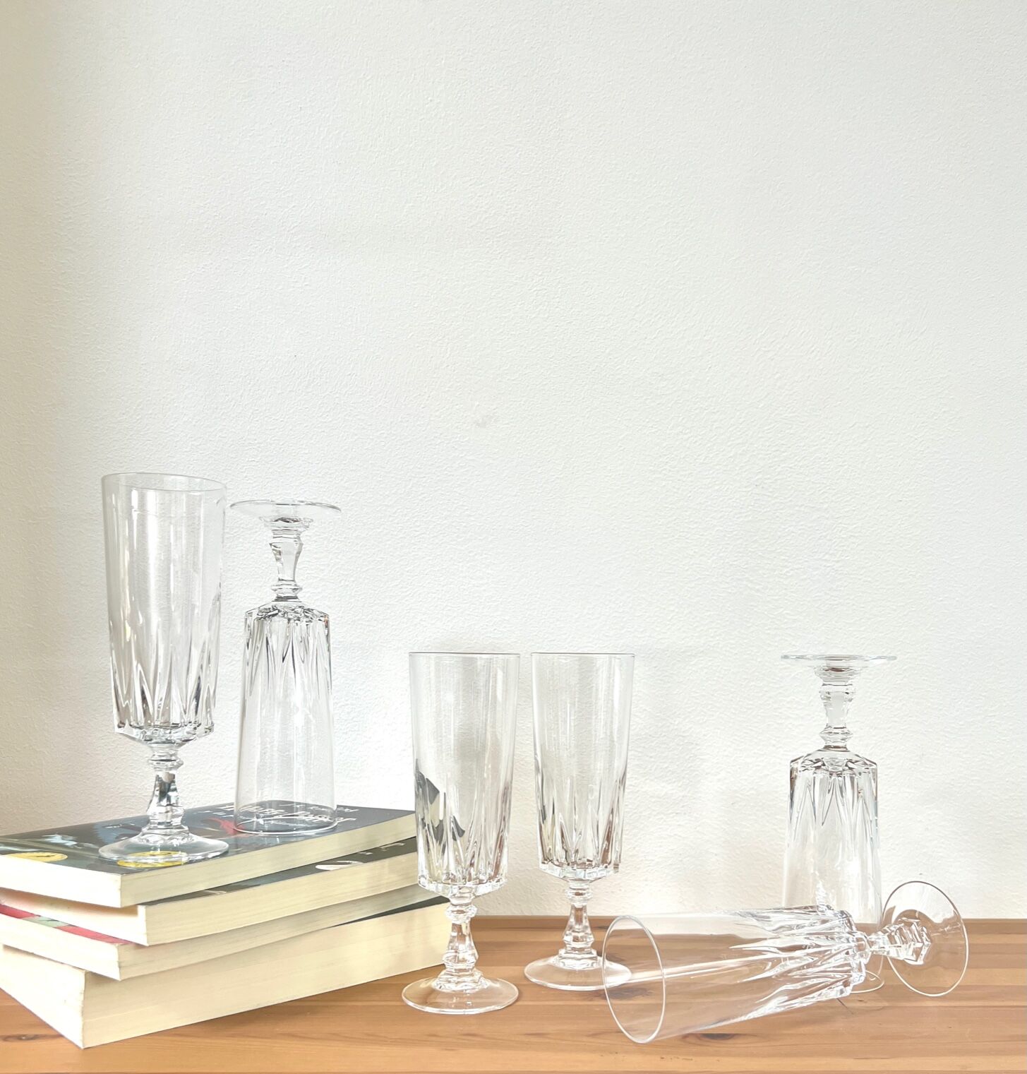 6 flutes - Cristal d'arques - glasses - Louvre model