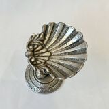 Salière sur pied avec dauphin et coquillage en bronze argenté fin XIXe 1900