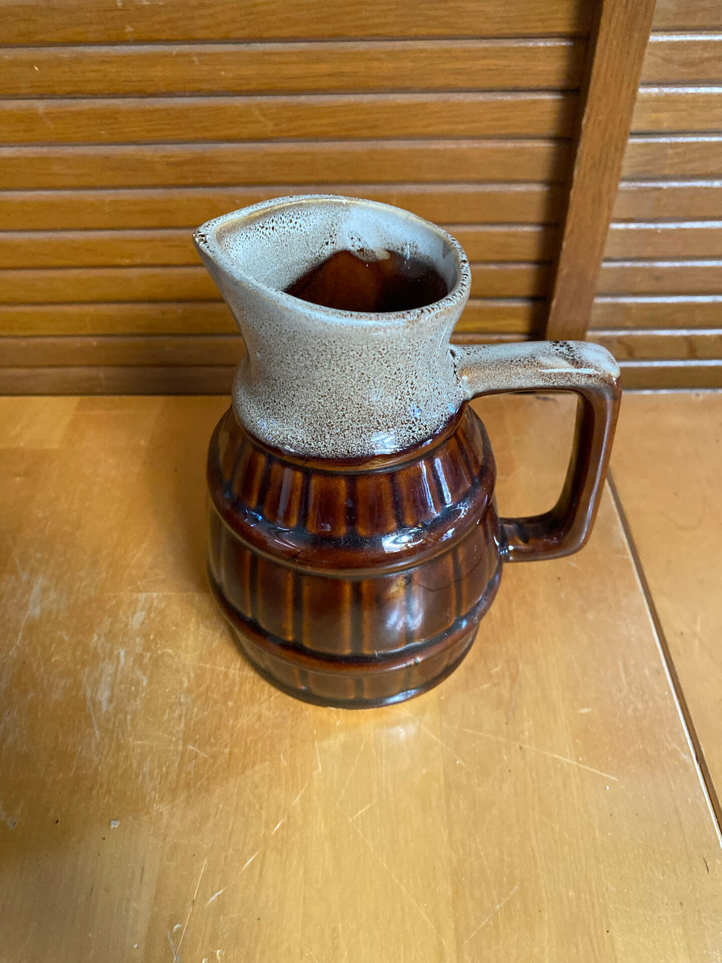Vintage flamed ceramic barrel-shaped pichet in old style revol 1l #
