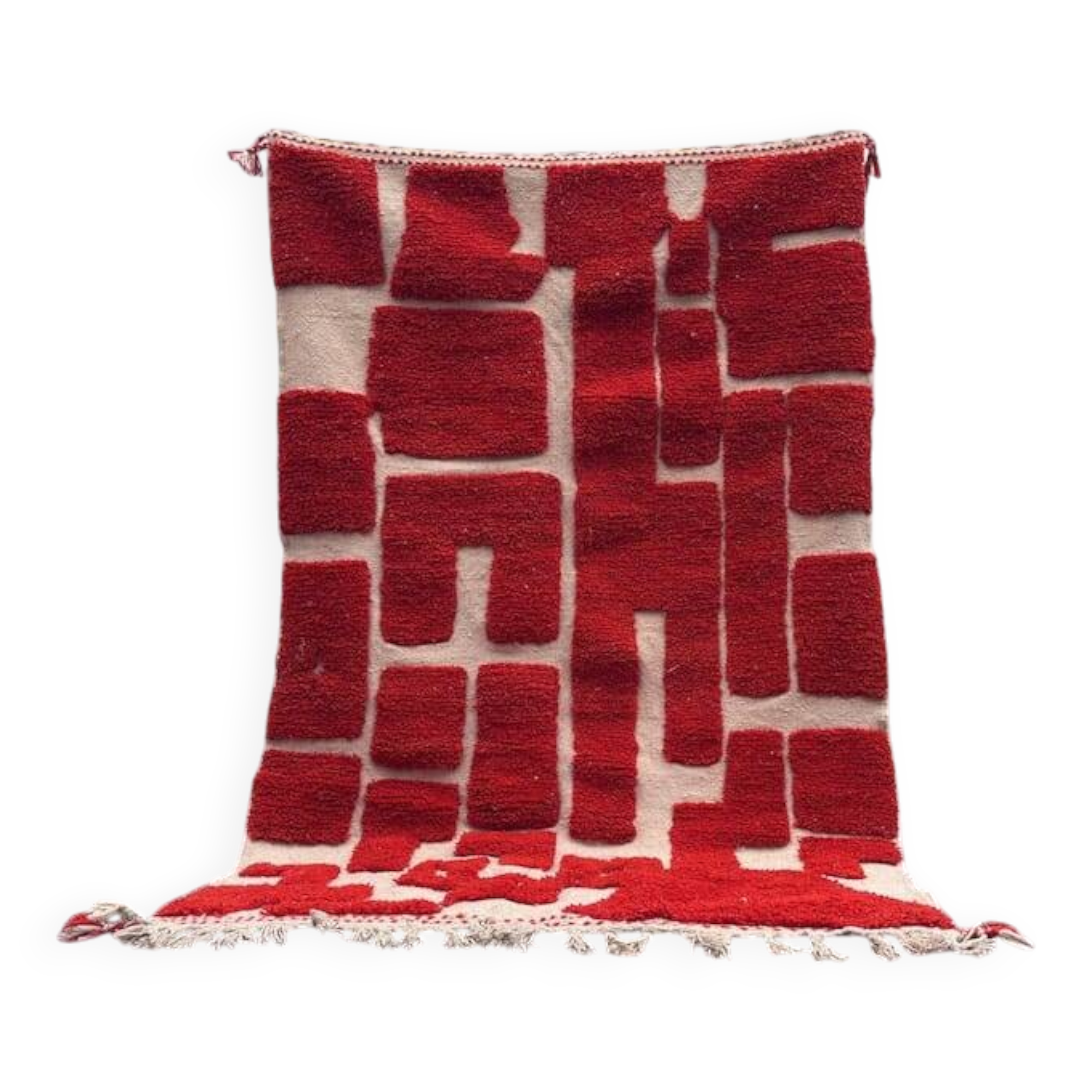 Handmade traditional pure wool rug, red, size 150 x 250 cm.