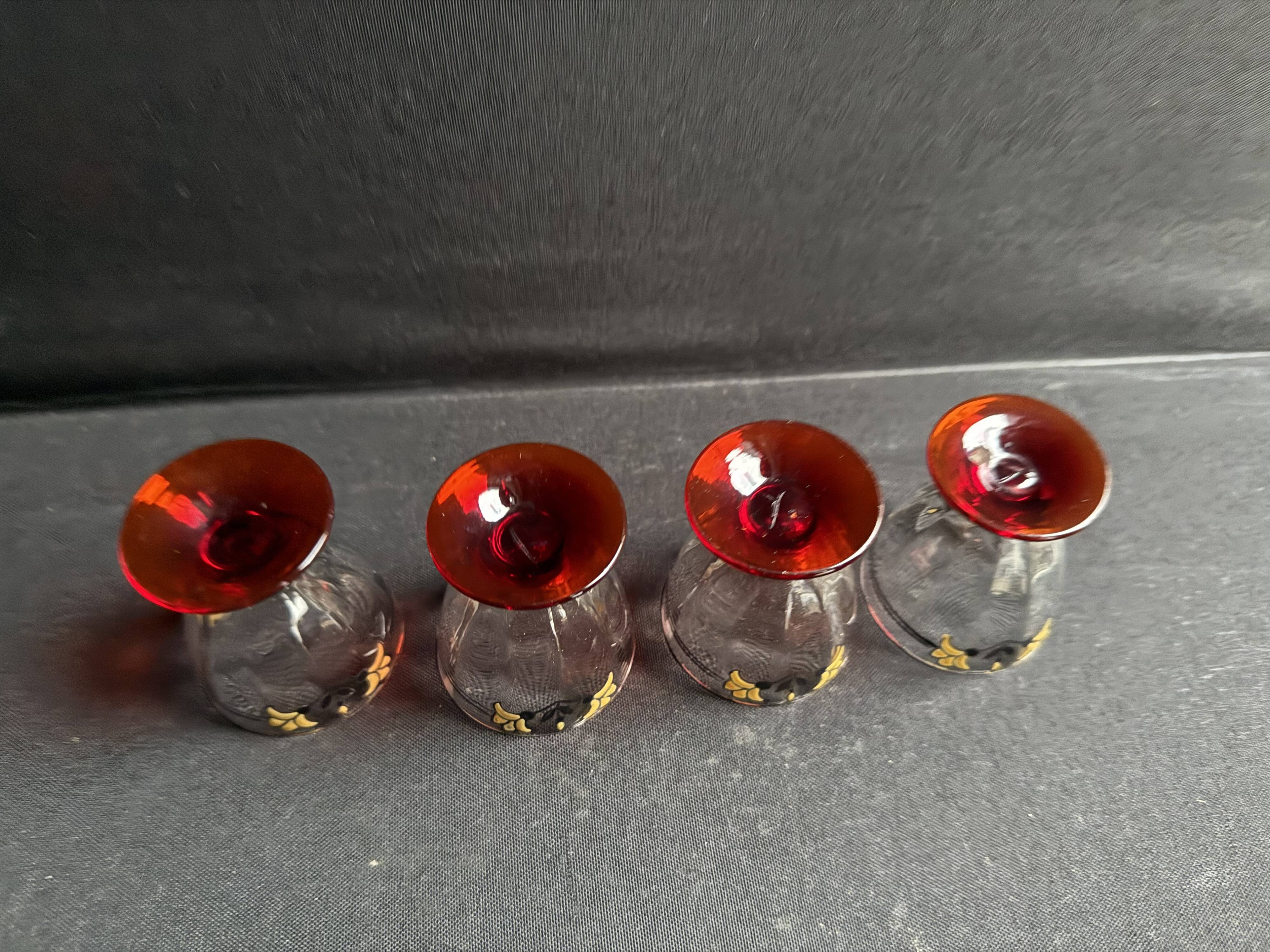 4 Enameled Alcohol Glasses – Art Deco