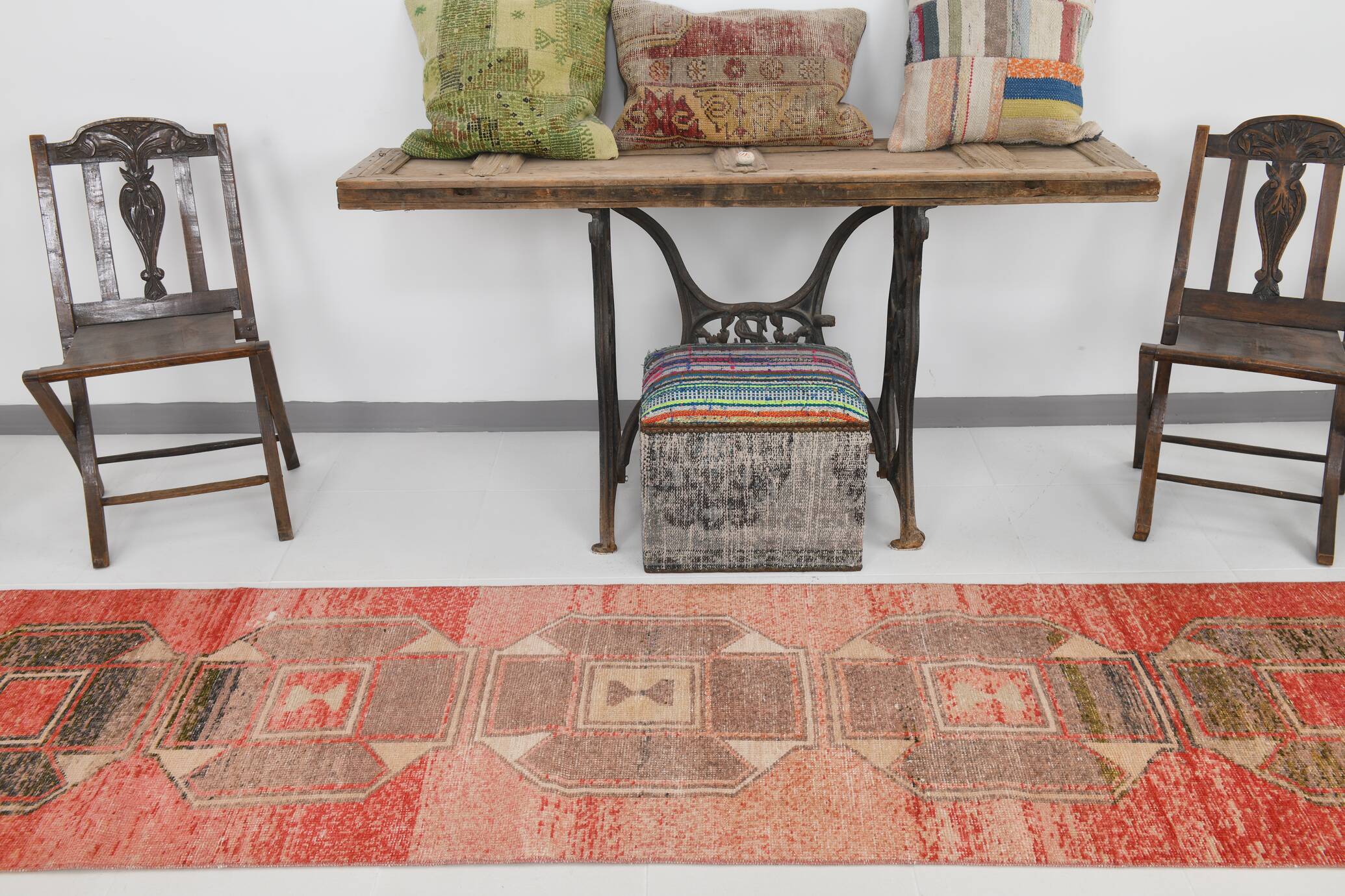 3x10 Rose Red Turkish Vintage Runner Rug,  80x309Cm SK 20304