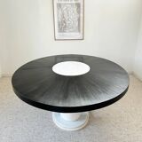 Large vintage macassar marble and ebony dining table