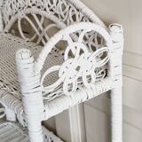 White wicker peacock shelf