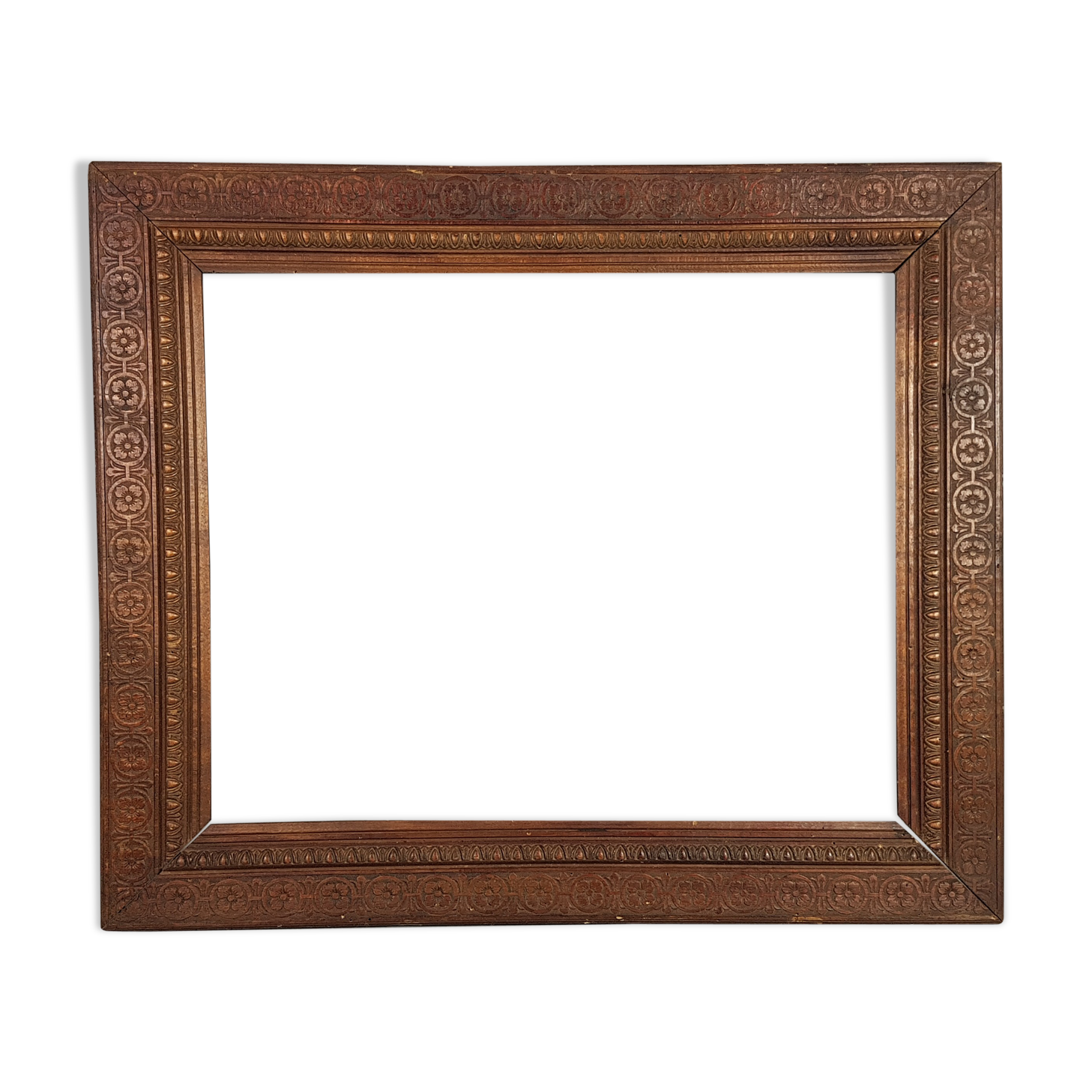Old carved wood frame for orientalist painting 64.4x54.4 cm, leafing 50.6x40.5 cm SB
