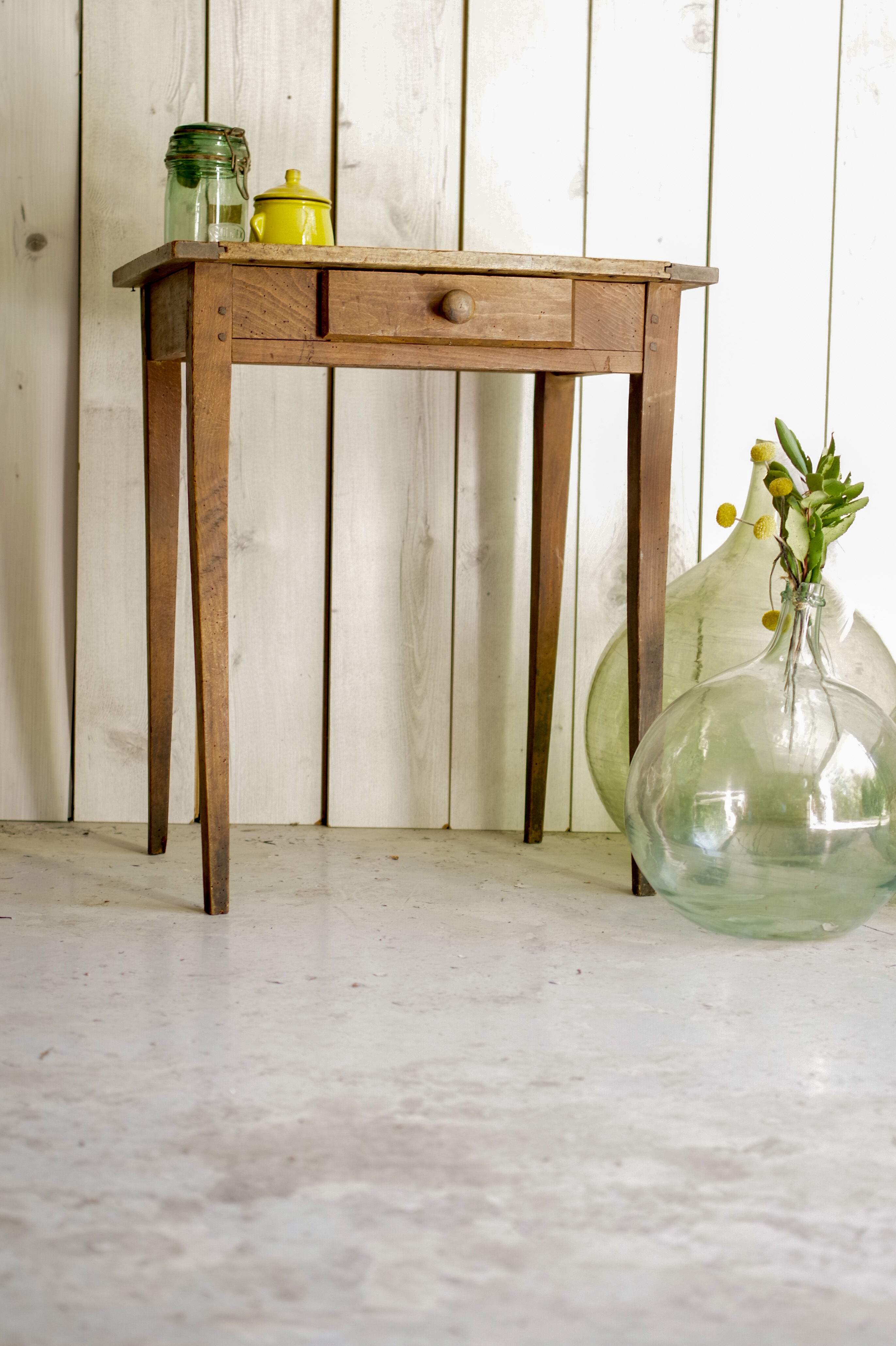 Small farm table-old rustic wooden desk years 50