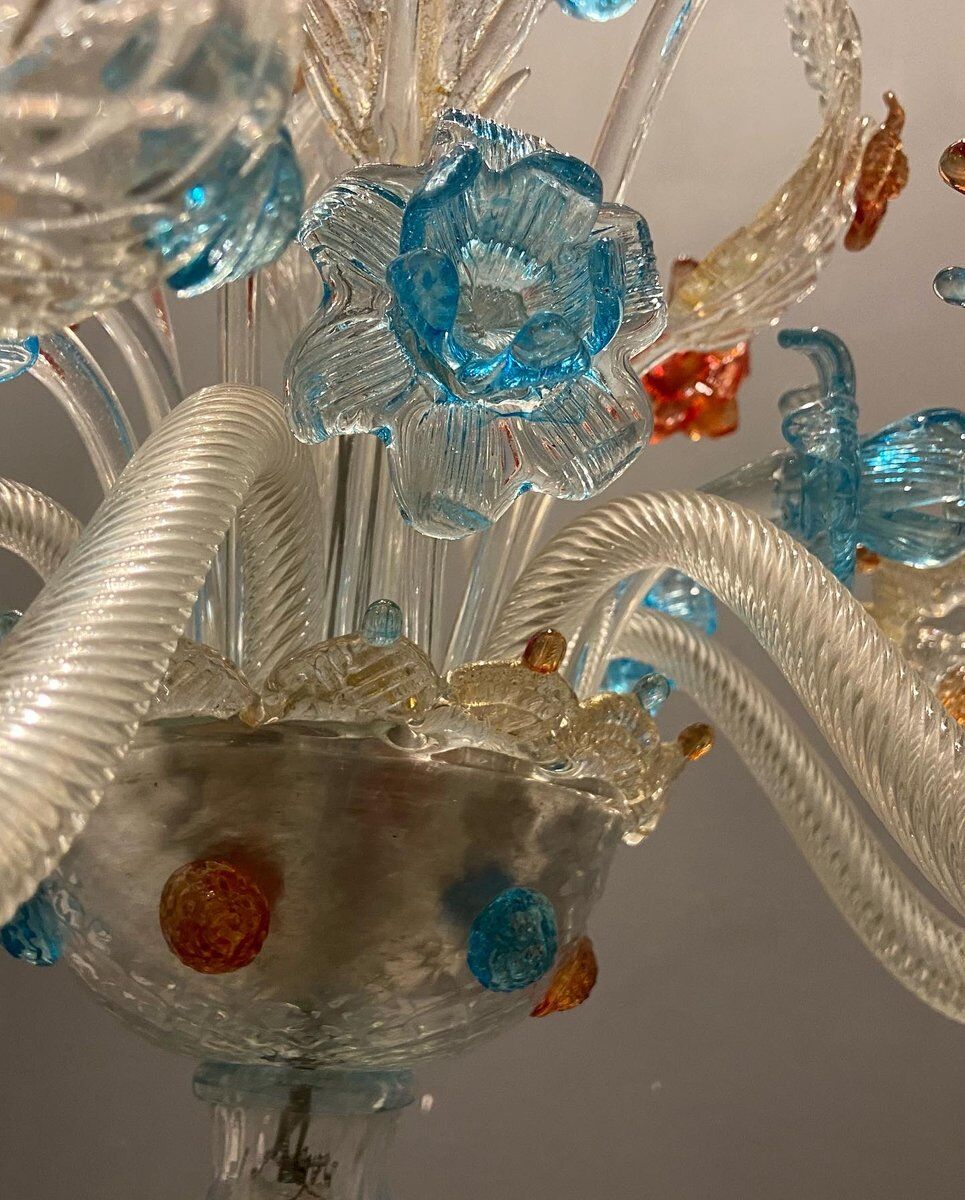 Venetian murano glass flower chandelier, 1960s