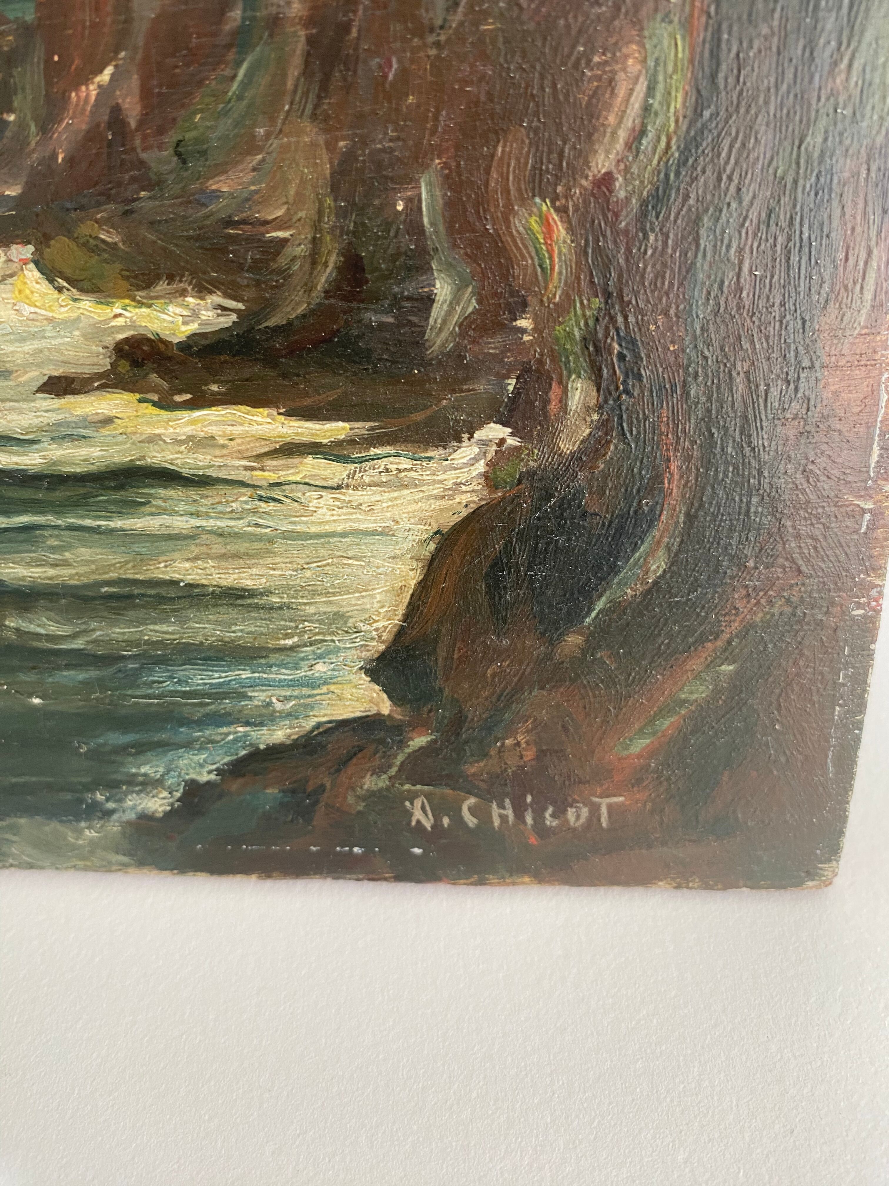 Huile sur bois signée