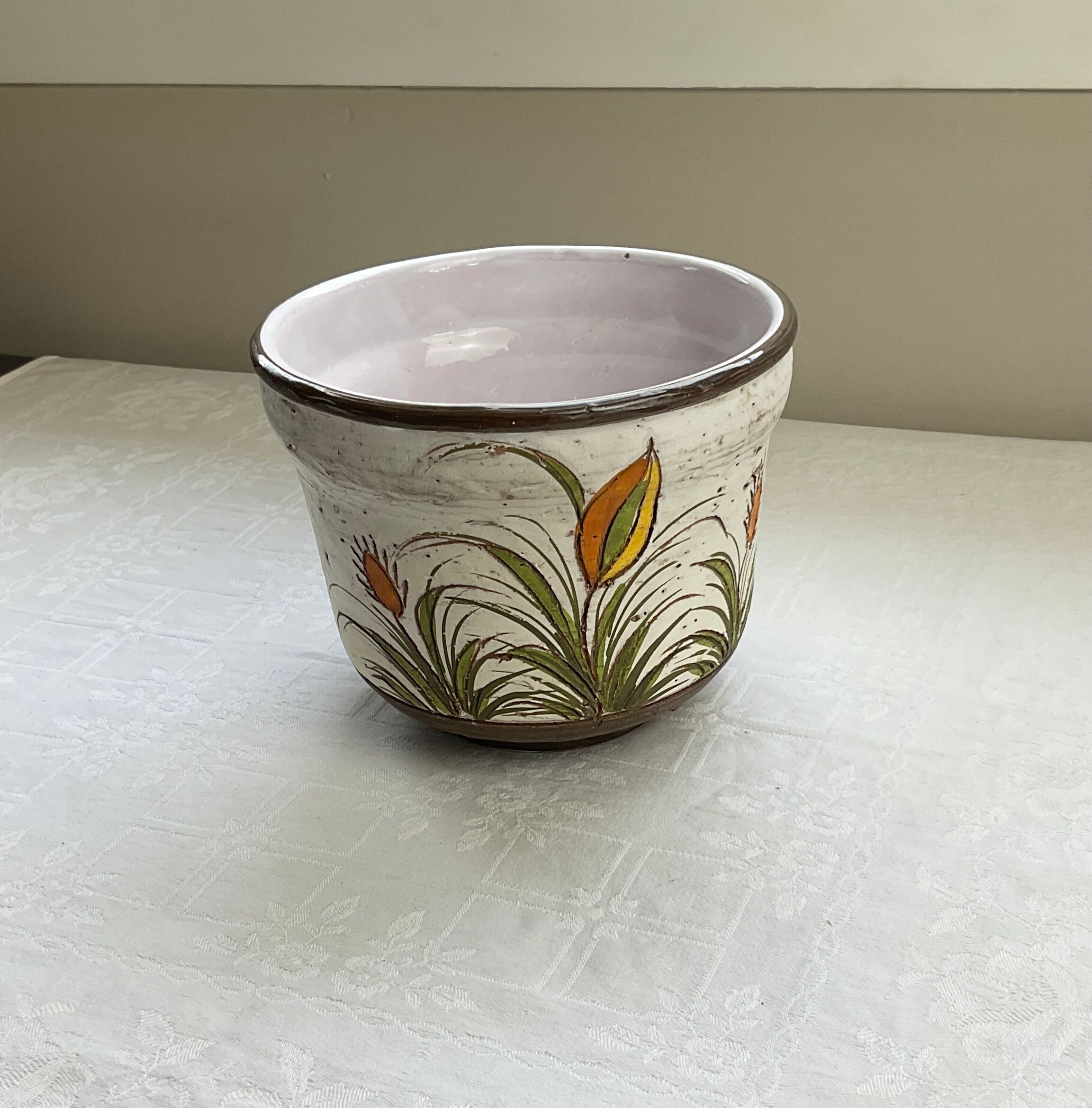 Hand-painted ceramic pot cover