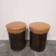 1970s Vintage Wooden Stool – Faux Leather Cushion & Aluminium Trim