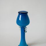 jagged sky blue opaline vase and small handles Design 1960