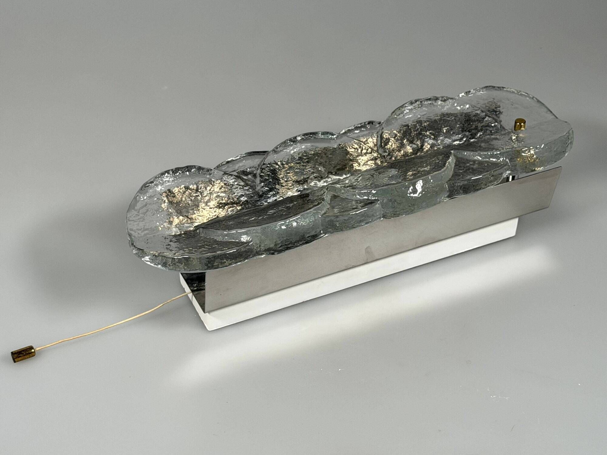 1960s 1970s Ice Glass Wall Sconce by J.T. Kalmar Franken KG Austria