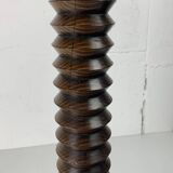 Brutalist Wood Turned Wine Press Side Table