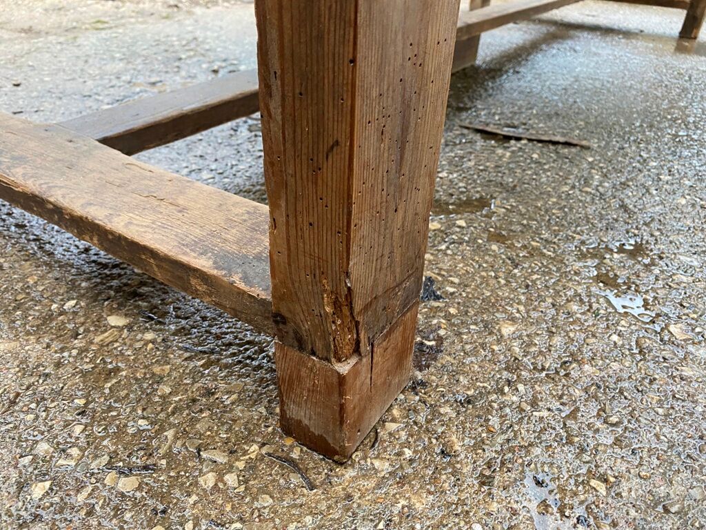 Farmhouse dining table 205cm for 8/10 people in solid pine with 1 drawer 1930