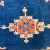 Vieux tapis turc kazak 140x96 cm vintage, rouge et bleu