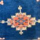 Old turkish kazak rug 140x96 cm vintage carpet, red and blue