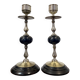 Pair of Napoleon III candlesticks in brass and black marble.