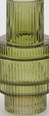 Green striated glass vase 23cm