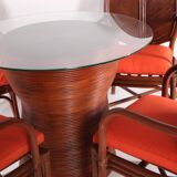 Ensemble table et fauteuils en rotin