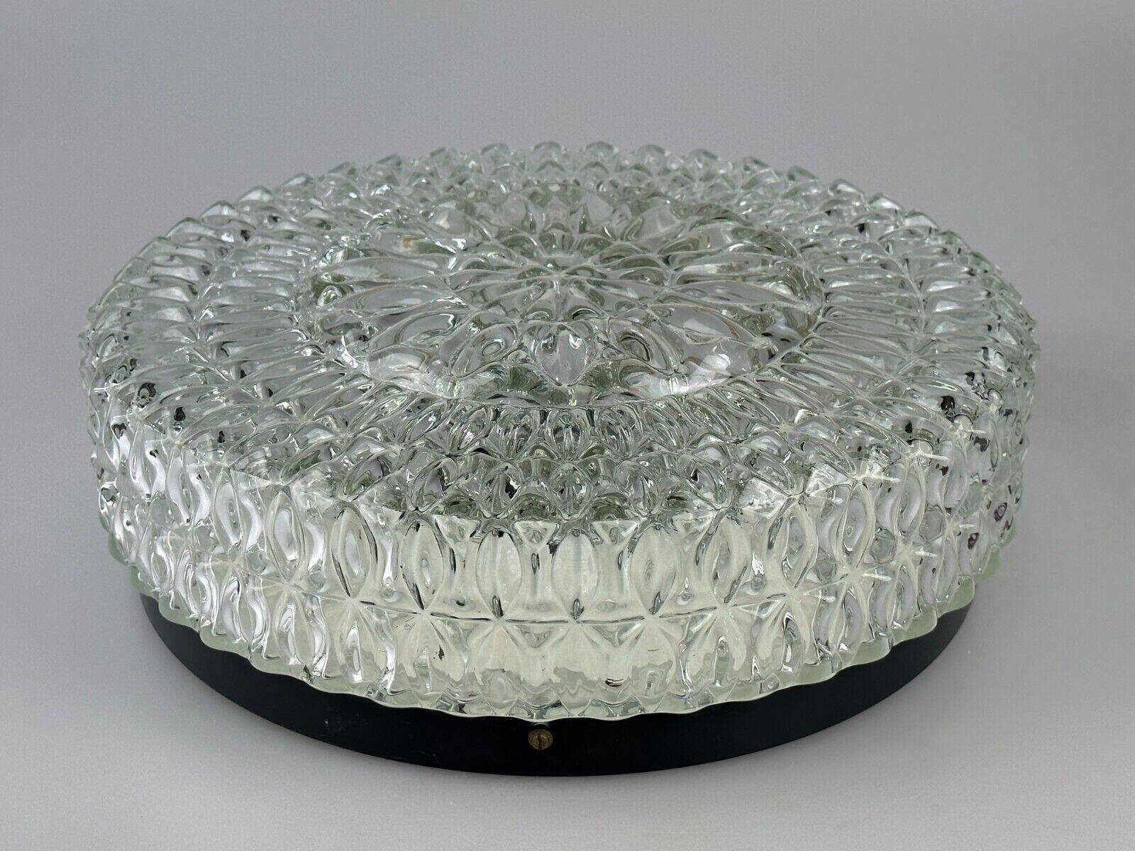 60s 70s ceiling lamp Hustadt Leuchten Germany Plafoniere glass & metal
