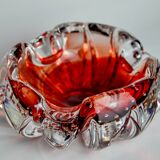 Sommerso bubbles pocket by Flavio Poli for Seguso, red Murano glass, Italy, 1970