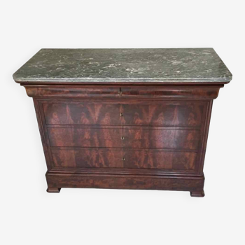 Commode XIXe Louis Philippe marbre sainte anne et noyer