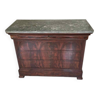 19th century Louis Philippe chest of drawers in Sainte Anne marble and walnut