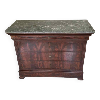 Commode XIXe Louis Philippe marbre sainte anne et noyer