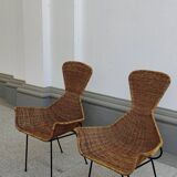 pair of Italian wicker chairs