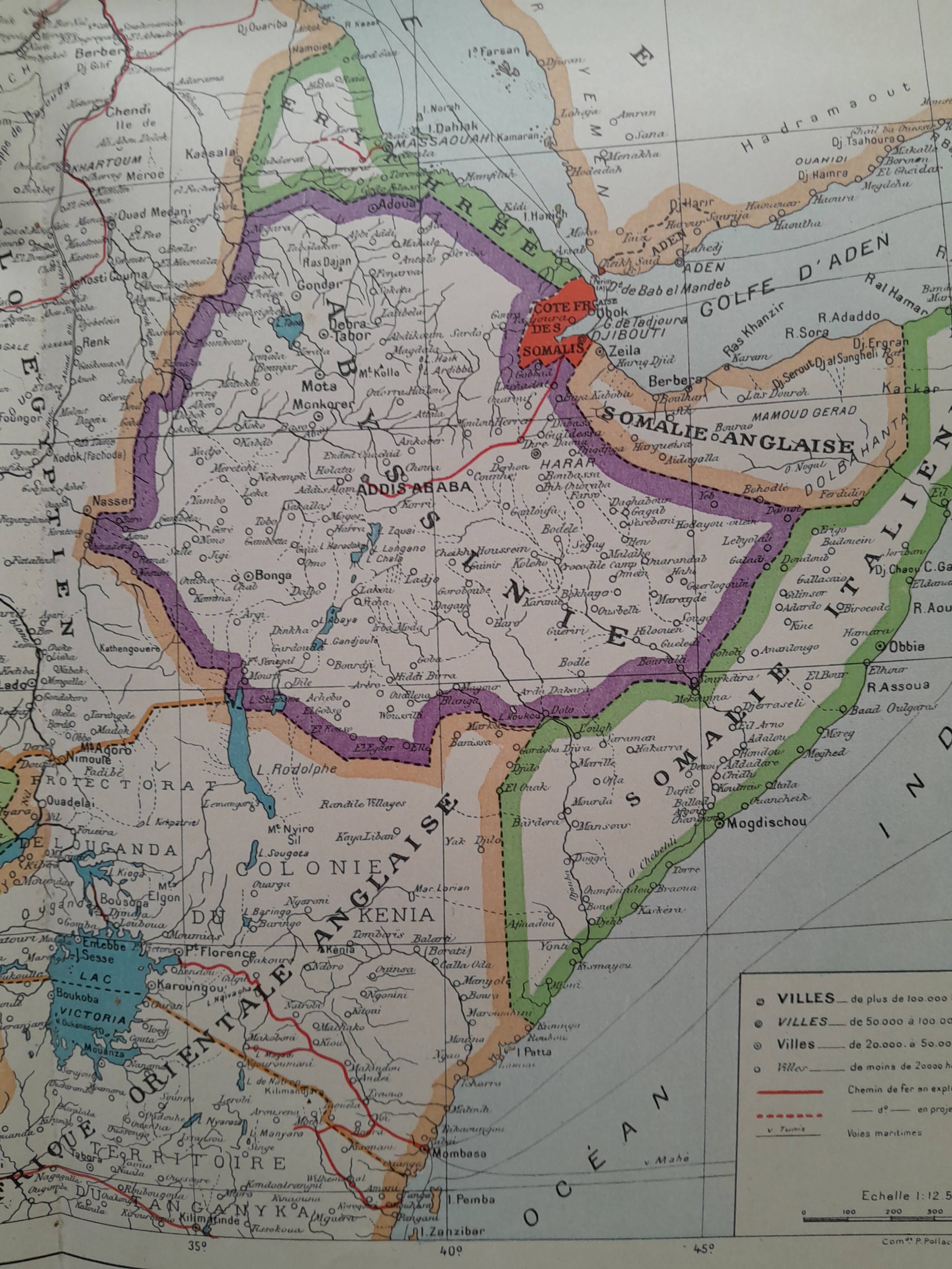 A geographical map from Atlas Quillet year 1925 map: North-East Africa Nile delta