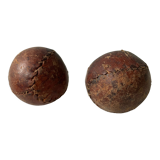 Two old nineteenth century leather golf balls