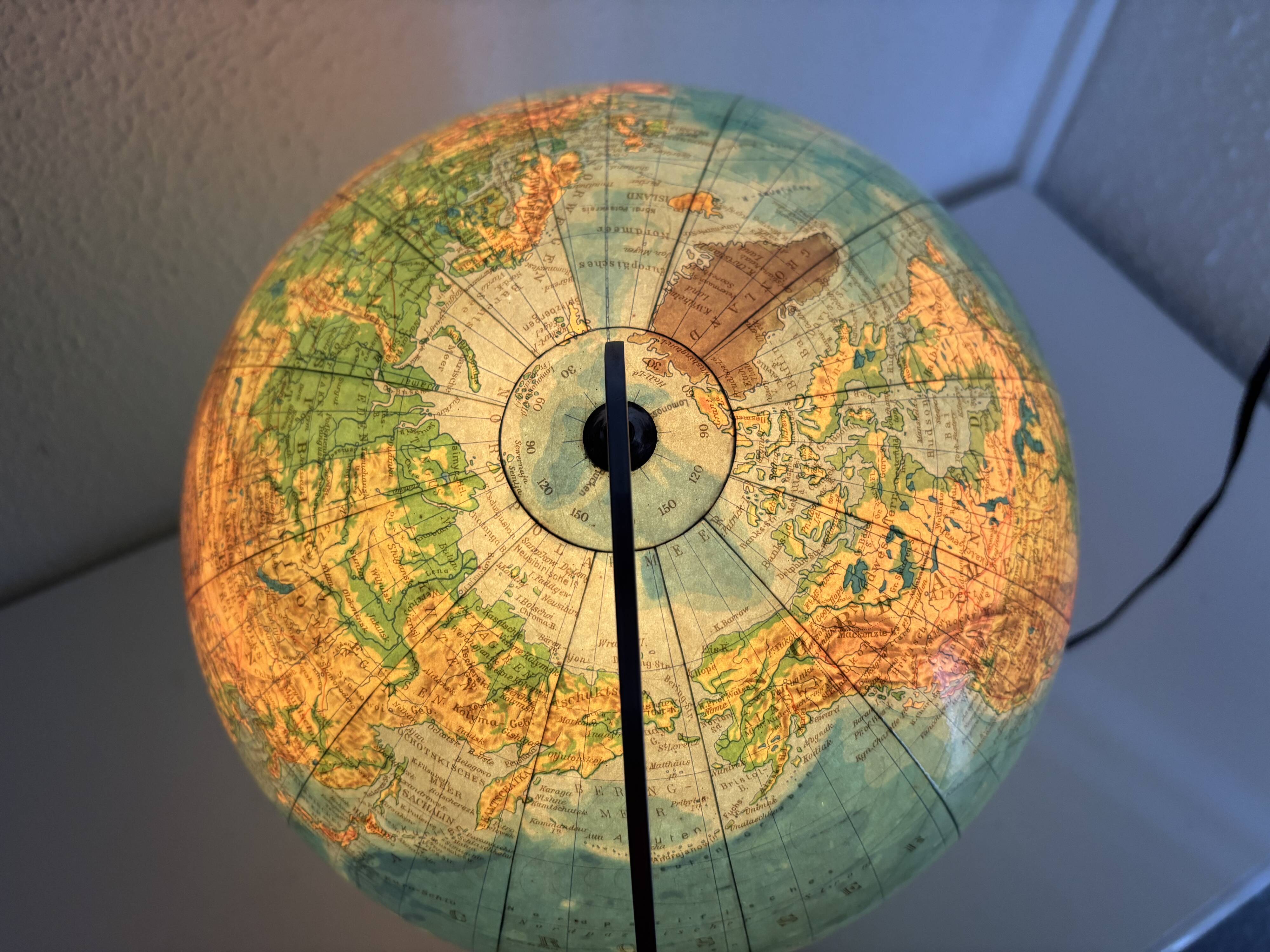 Vintage terrestrial globe 1965 German glass Columbus duo - 34 cm