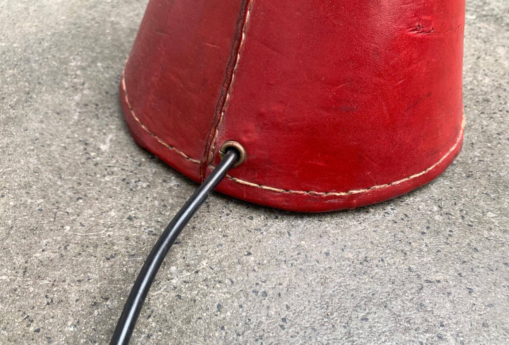 Mid-century leather floor lamp by Jacques Adnet for Valenti, Spain, 1960s.