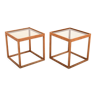 Kurt Ostervig Oak Cube Tables with Glass Denmark 1960s