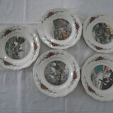 5 Plates Obernai Loux Sarreguemines ancient earthenware