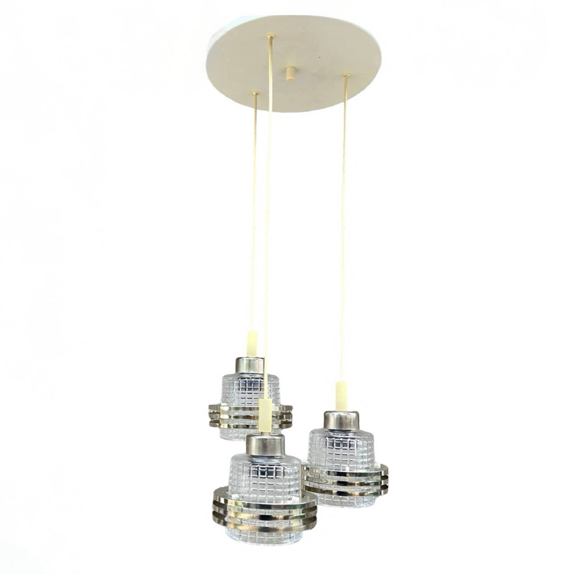 Mid-century modern cascade chandelier Pokrok Žilina, Czechoslovakia, 1970s.