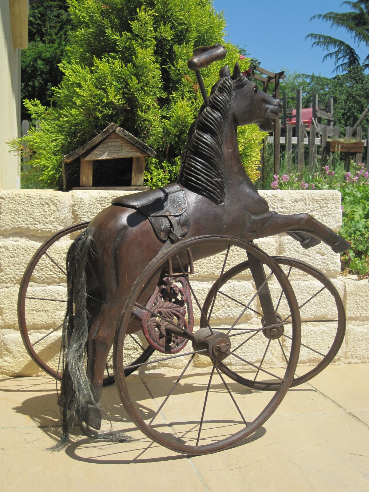 Ancien Cheval Tricycle En Bois Et Métal – Fin XIXe, Très Bon état