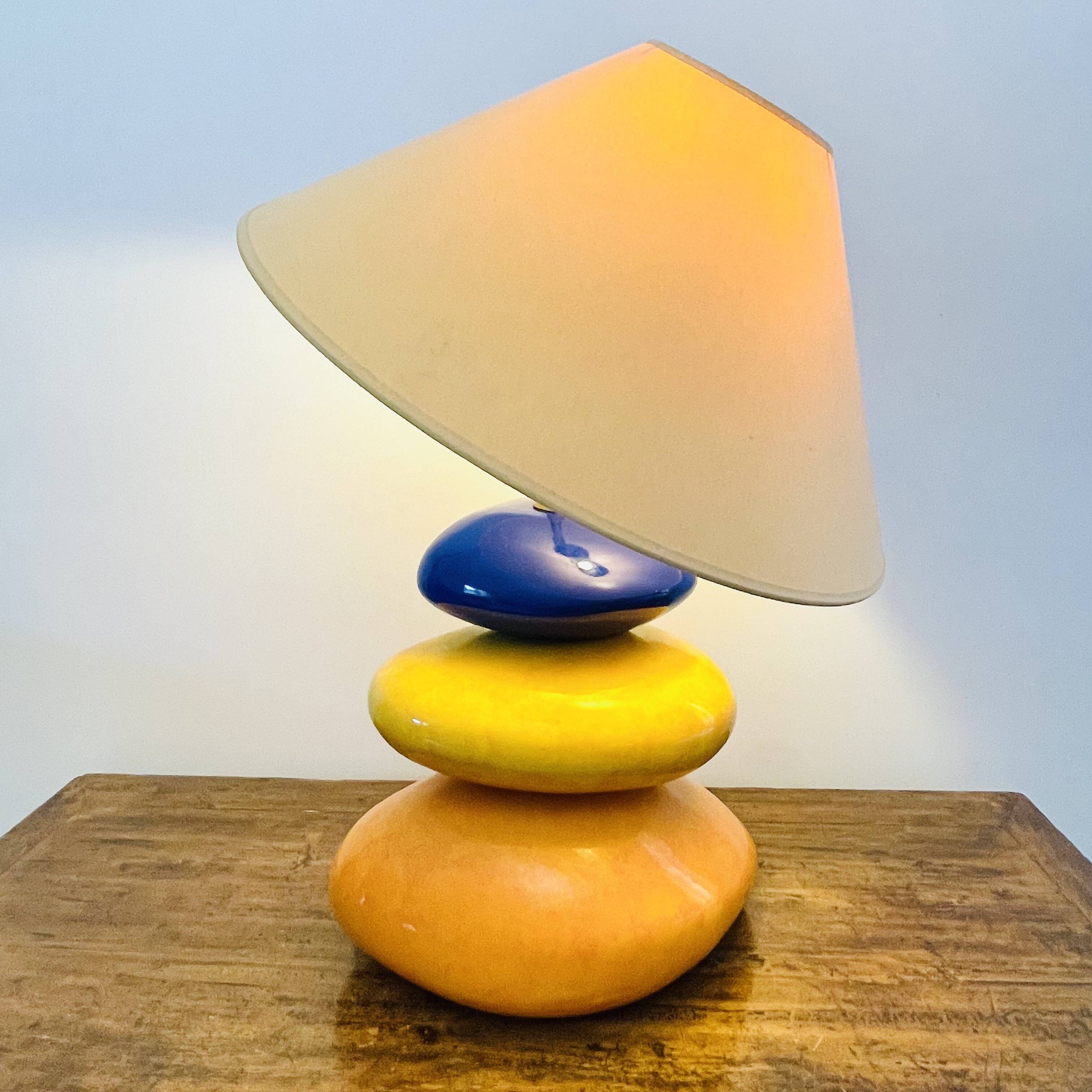 Galet François Châtain Lamp – Blue, Yellow and Orange Design – 60 cm