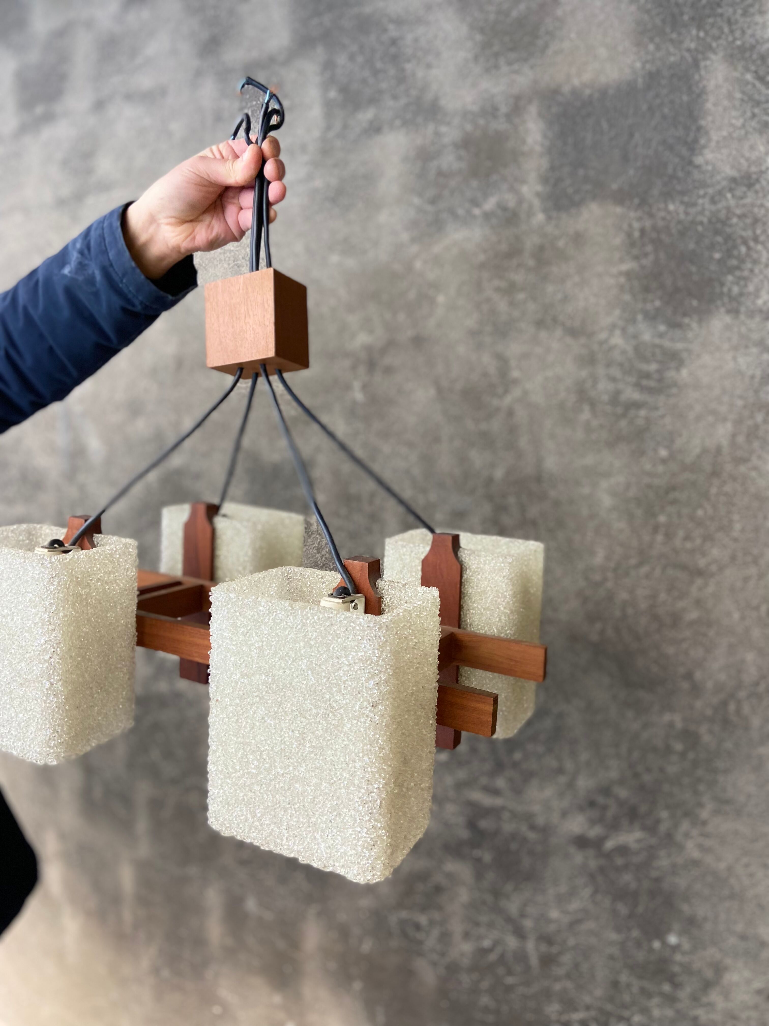 Scandinavian teak pendant chandelier