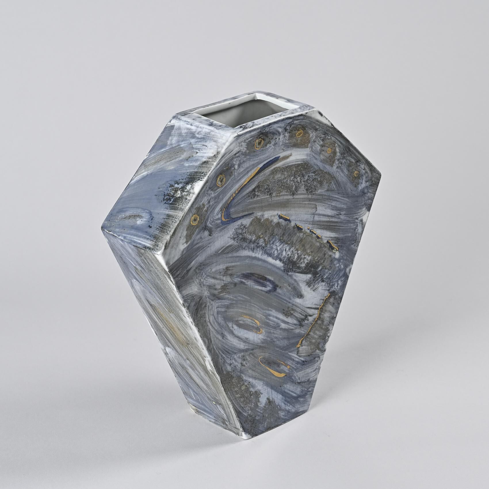 Painted porcelain vase, La Borne workshop, France, circa 1990