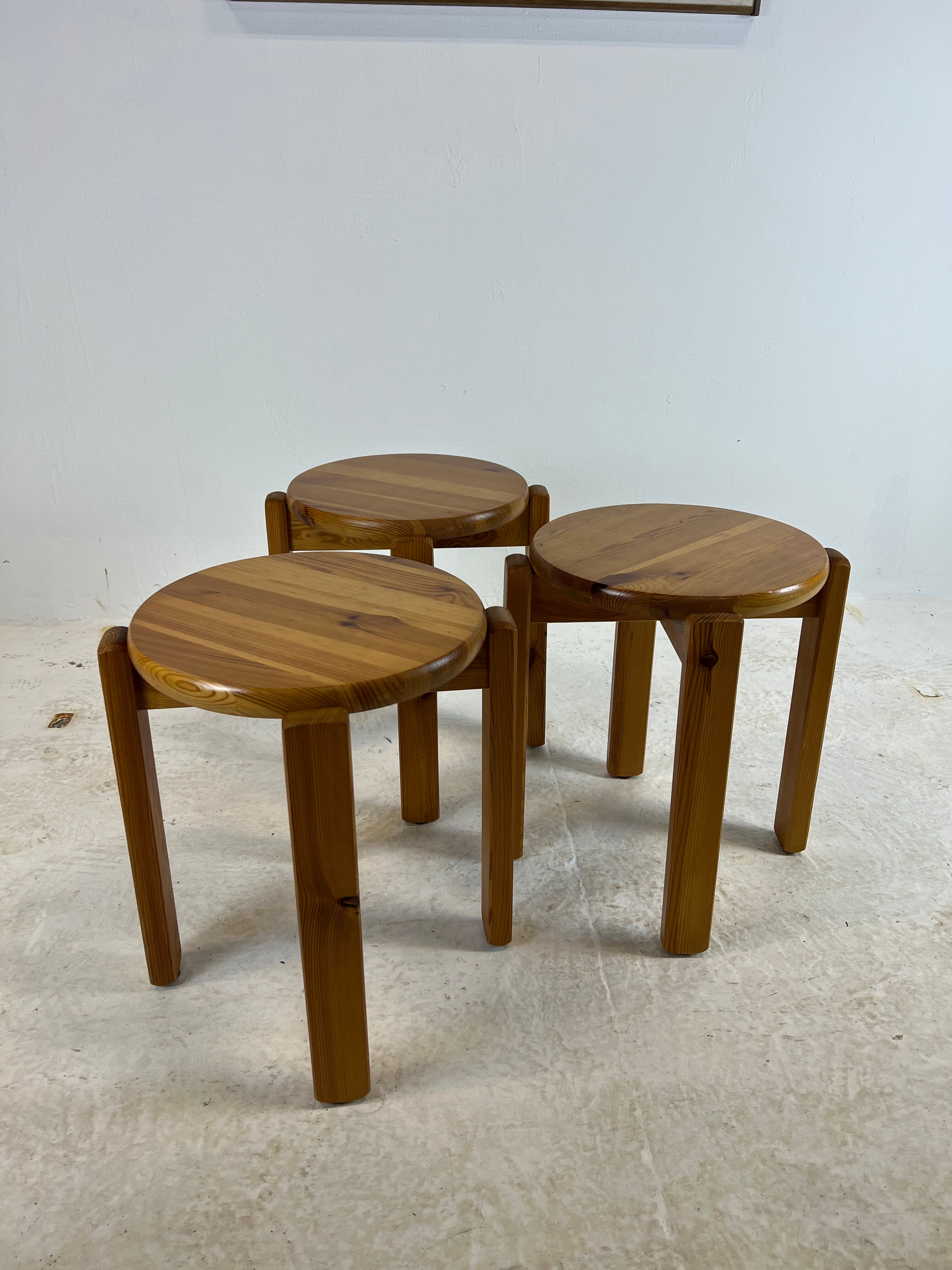 Mid-century stool trio, 1970