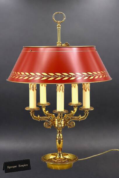 Bronze Bouillotte Lamp in Solid Empire Style Five Lights * Lucien Ga