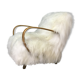 White fluffy sheepskin bentwood armchair halabala