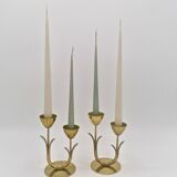 Pair of brass flower candlesticks, Gunnar Ander, Sweden 1960
