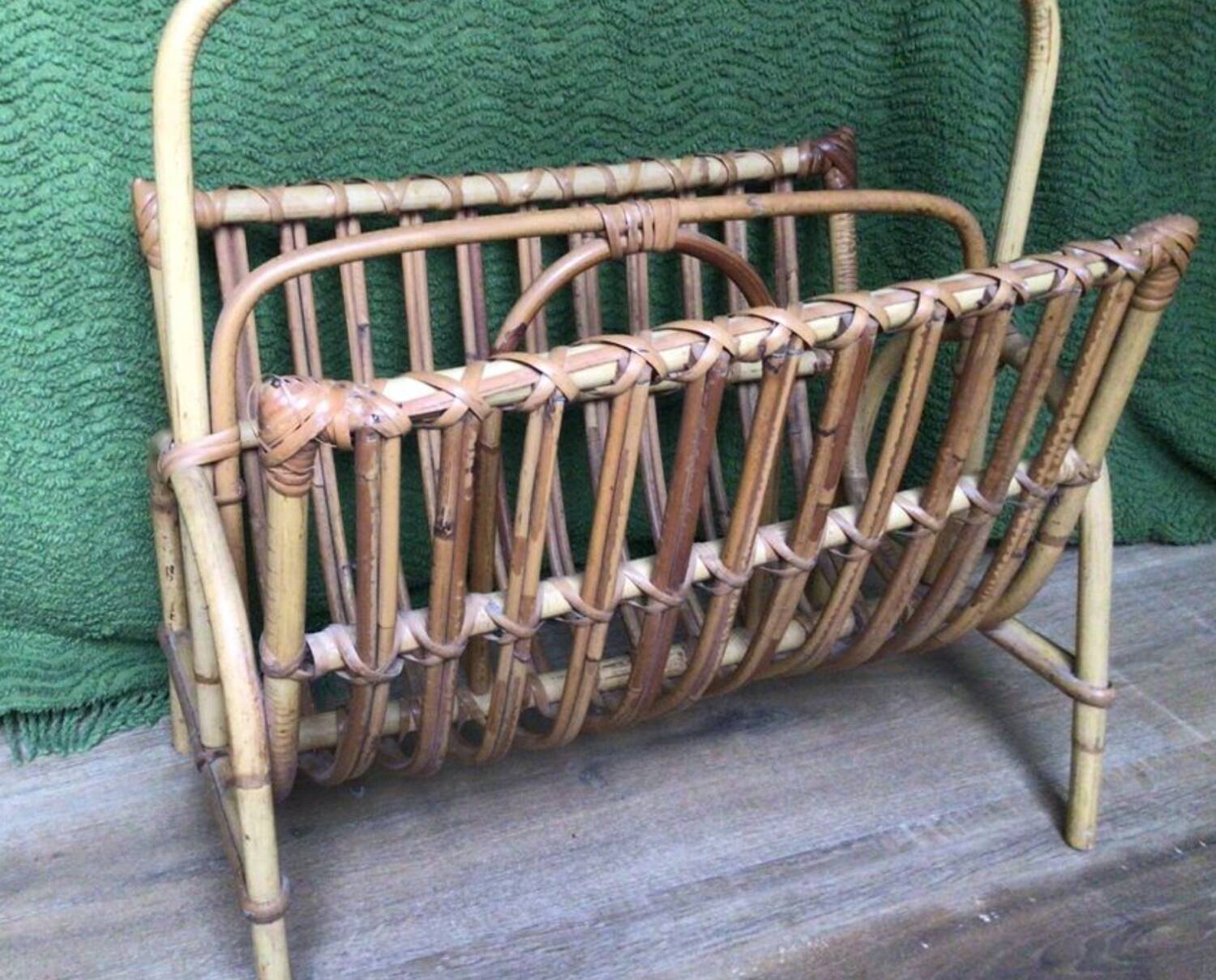 Rattan magazine rack